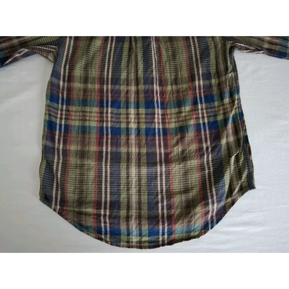 Vtg Ralph Lauren Madras Plaid Button Down Shirt Boys LS Fall Preppy EUC